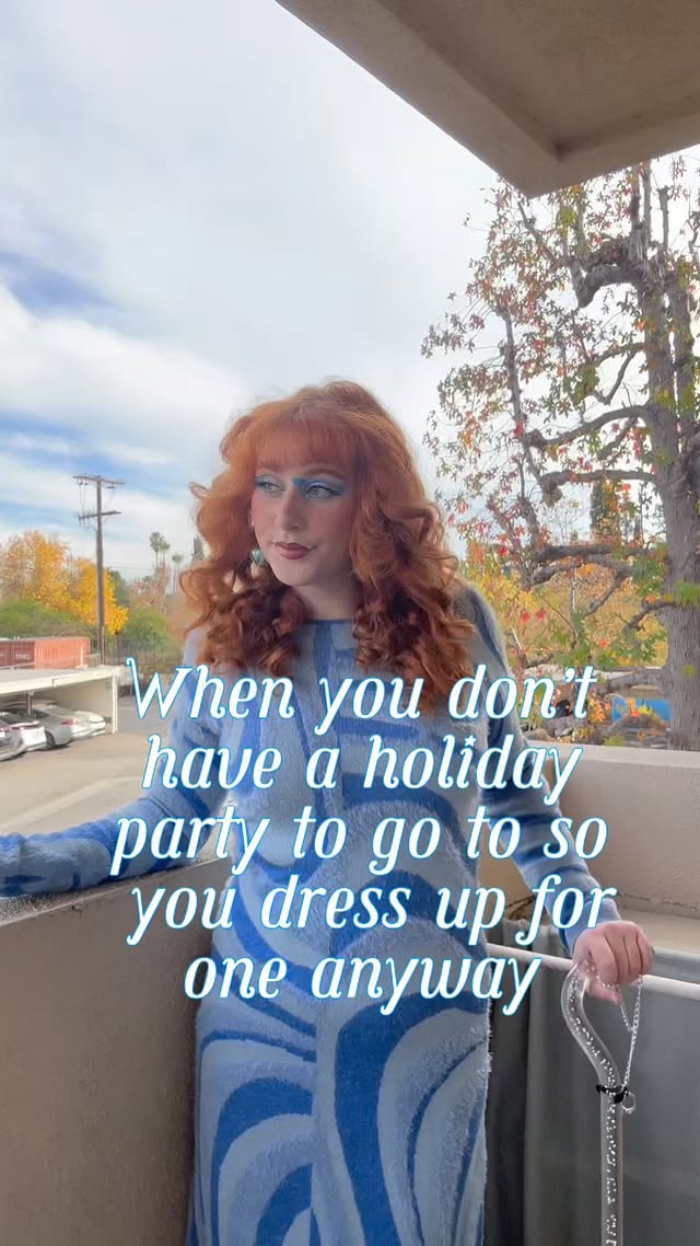 Instagram post by @faythefae for House of Sunny. Caption reads: [...] everyone! 🕎🎄🫶
The dress is rented....