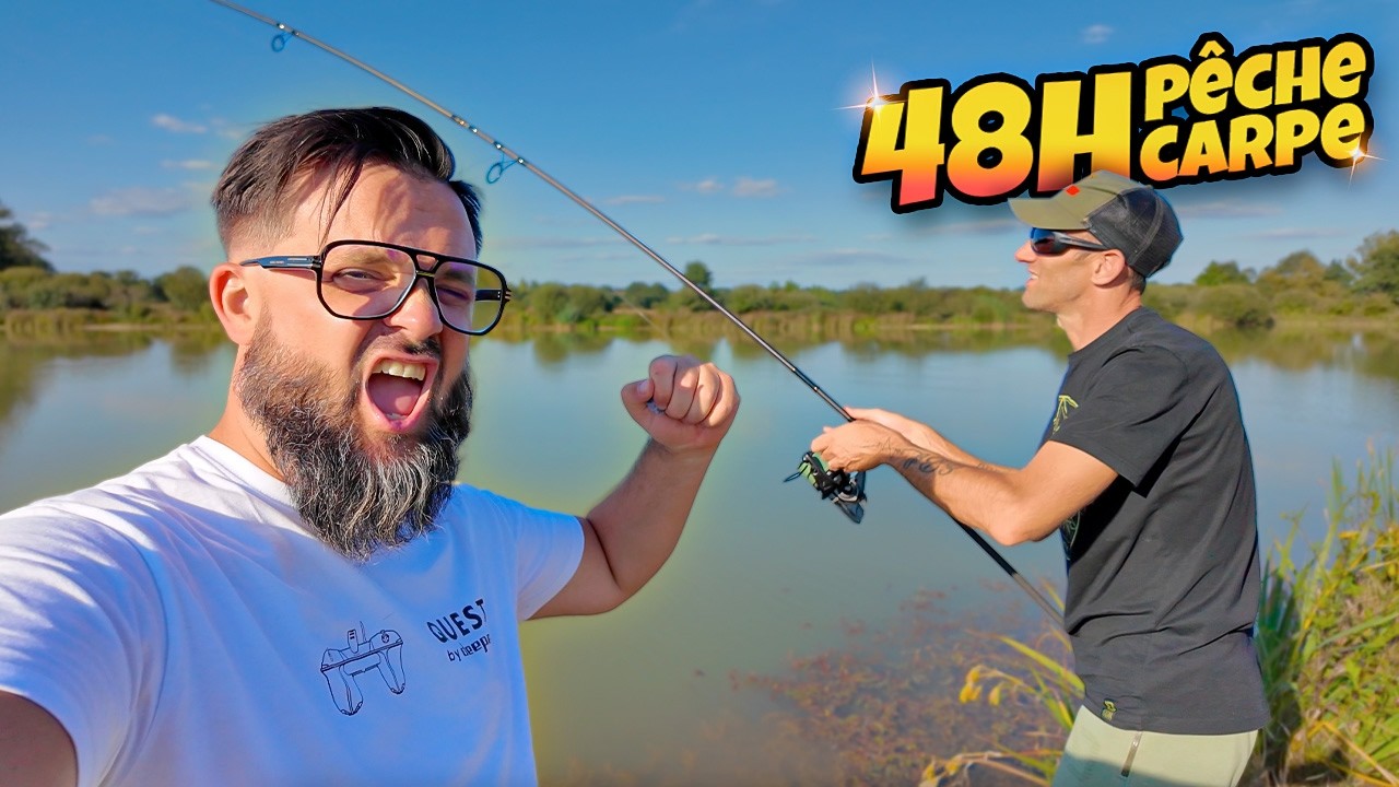 YouTube post by @AminiakkFishingpeche for Deepersonar. Caption reads: 48H CARP FISHING – MONSTER Session with Gaëtan....