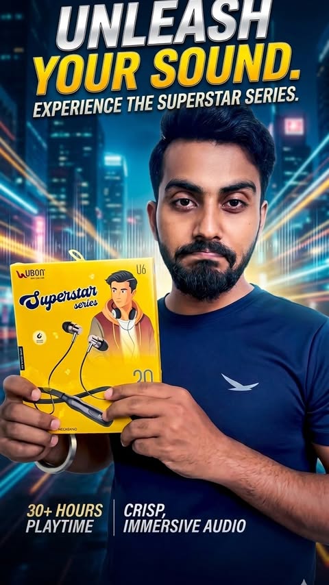 Instagram post by @saurav_._singh_09 for UBON. Caption reads: [...] No limits. Just pure music with the Ubon U6....
