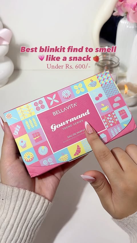 Instagram post by @pout.palette for BELLAVITA LUXURY. Caption reads: Comment for link 🔗 #perfume #gourmandperfume....