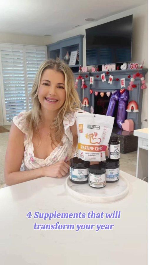 Instagram post by @xo.rachelpitzel for Zhou Nutrition. Caption reads: 4 supplements to transform your year 💯 

No....