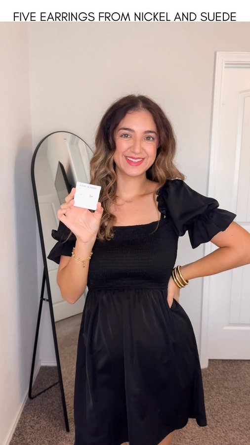 Instagram post by @maya_a_taylor for Nickel & Suede. Caption reads: Comment EARRINGS to receive a DM with the link to....