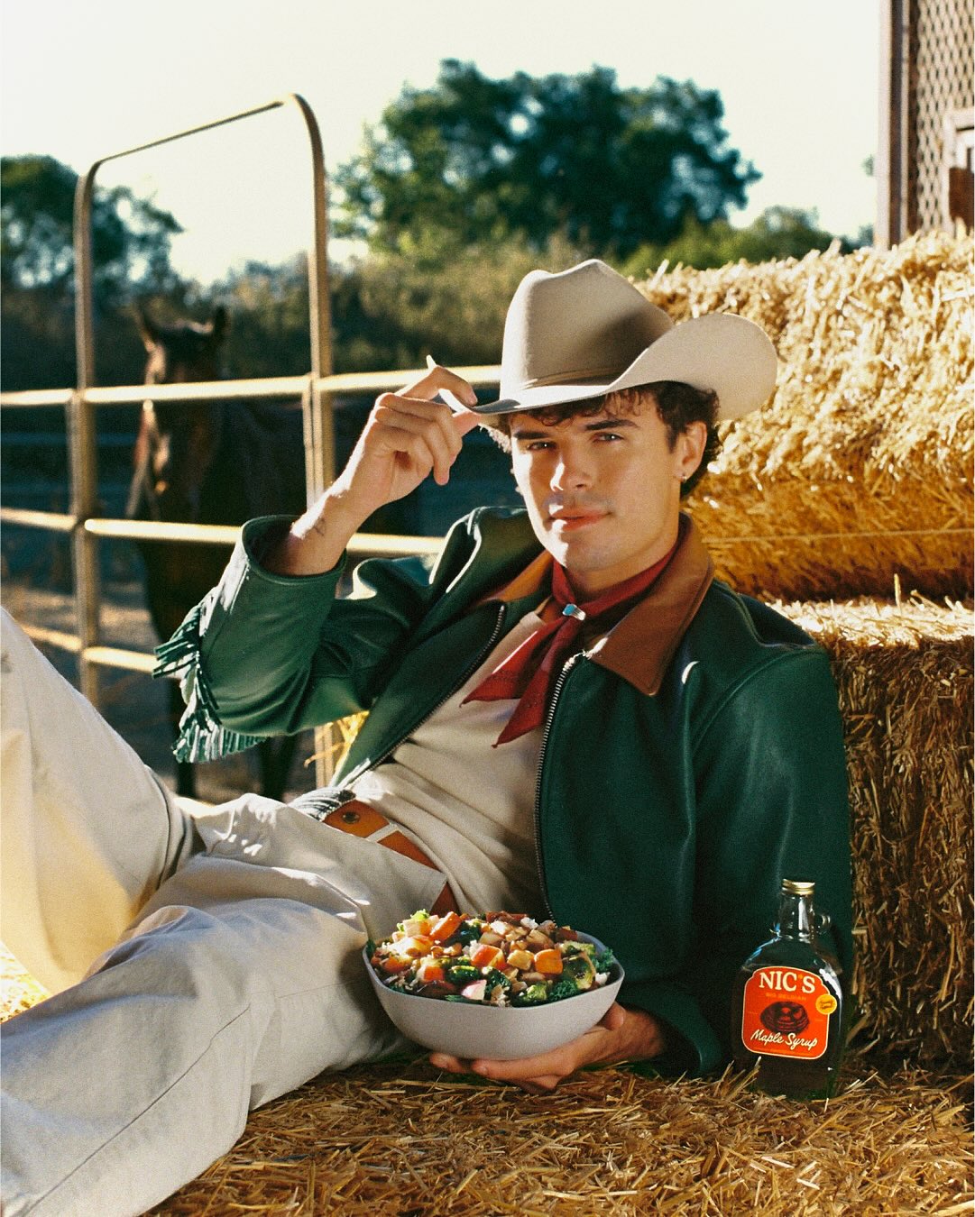 Instagram post by @nicolasvans for sweetgreen. Caption reads: farmer? farmacita?

this fall, we took island boy....