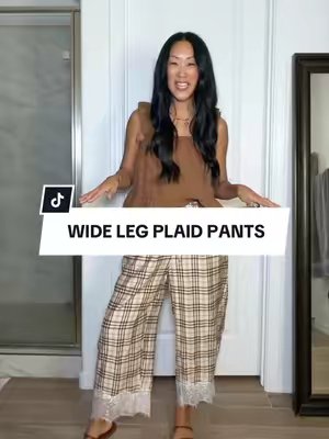 TikTok post by @jwhittysells for Uaneo. Caption reads: [...] and comfy🤎 #plaidpants #croppedpants @Uaneo.