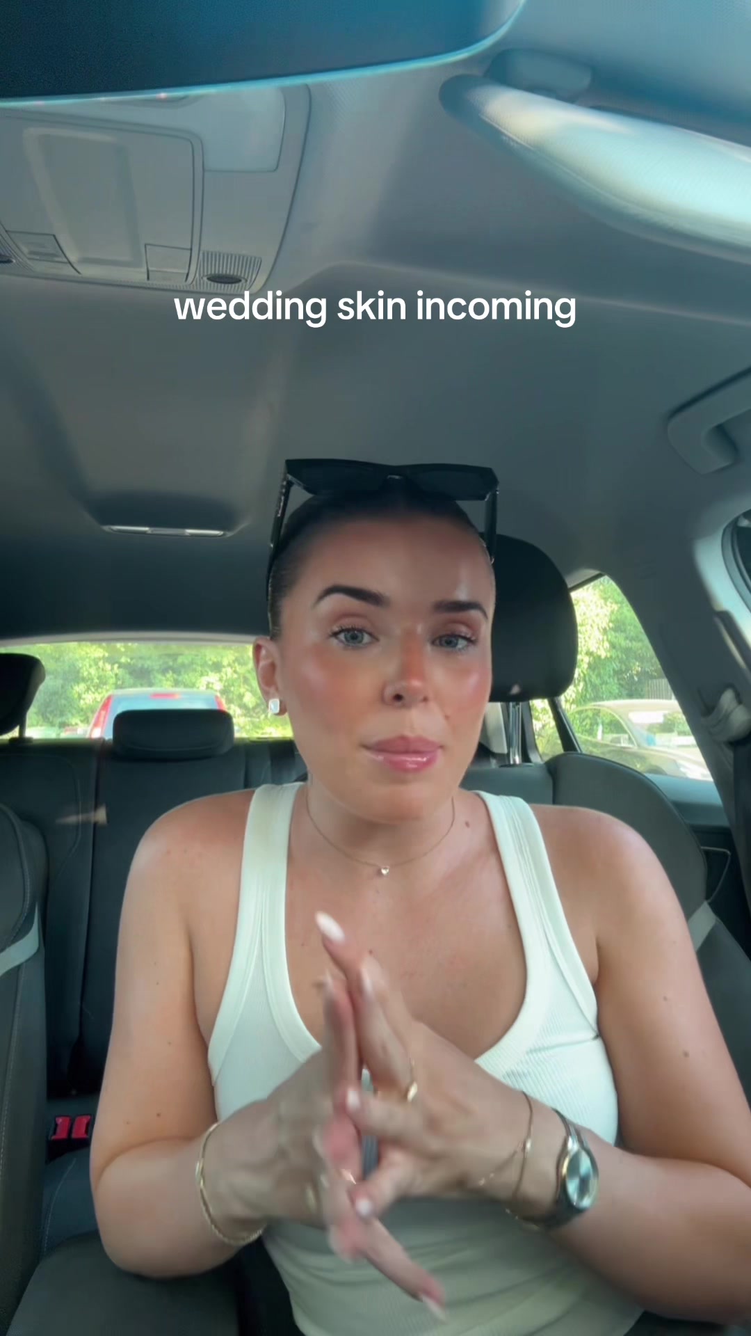 TikTok post by @jadeeebrewster for Shreddy. Caption reads: Wedding skin incoming 💍👰🏻‍♀️🐚AD @SHREDDY....