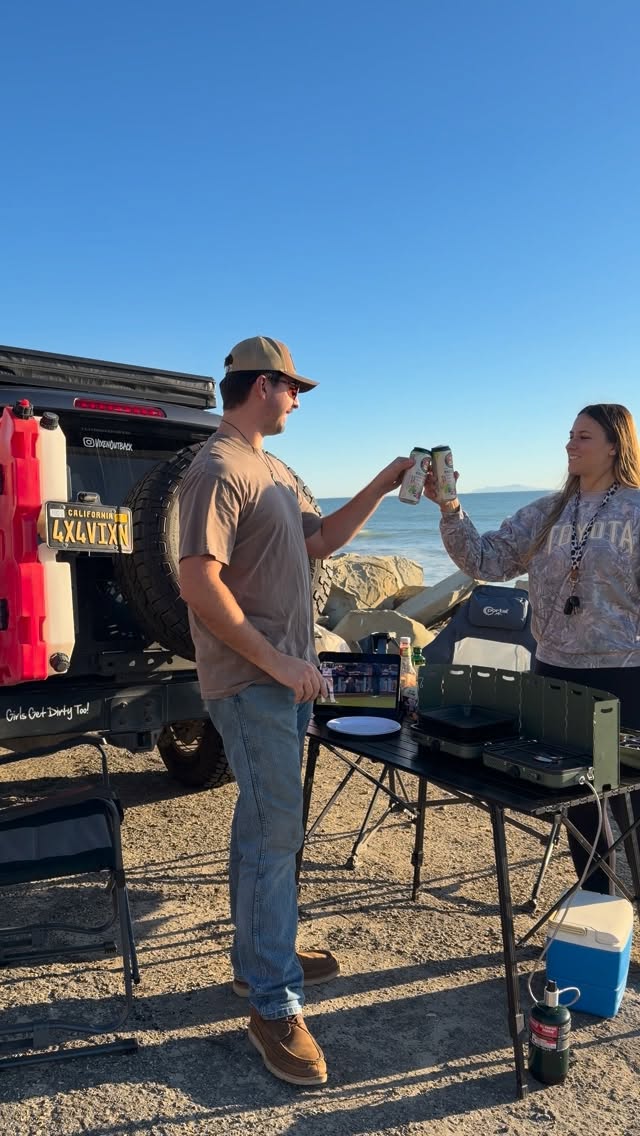Instagram post by @vixenoutback for Portal Outdoors. Caption reads: Weekend plans? We’ll take burgers on the beach,....