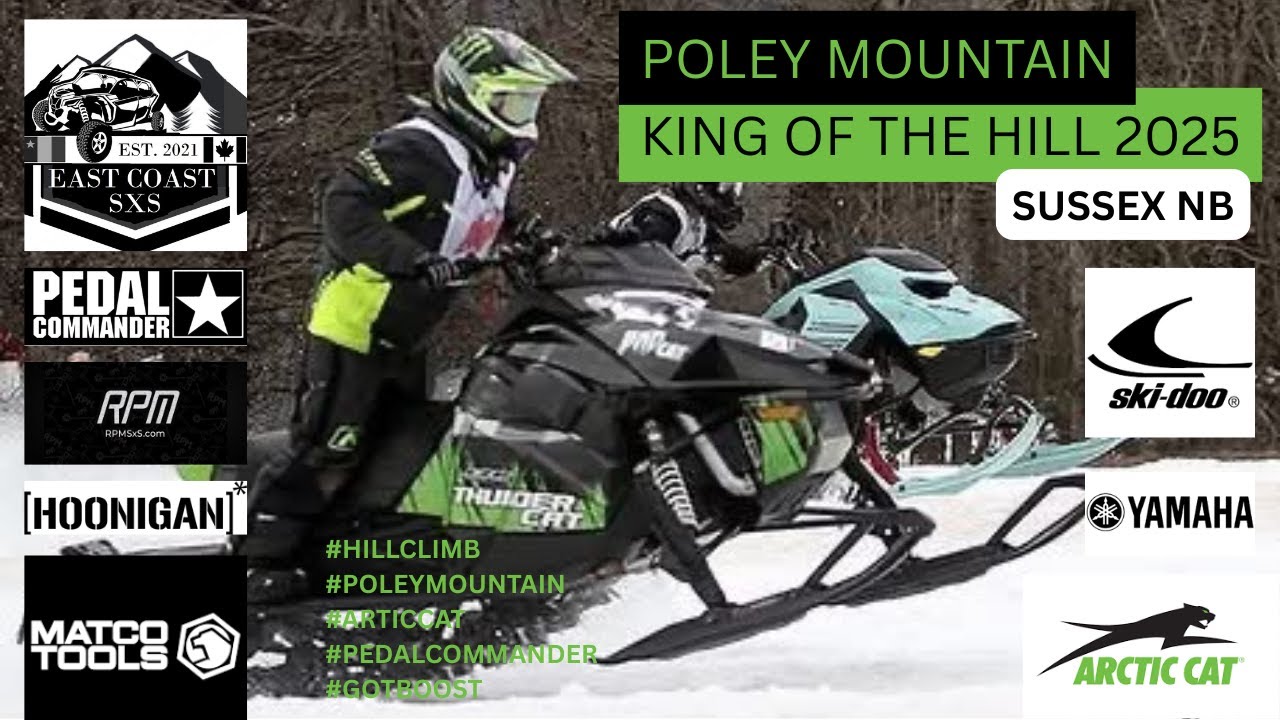 YouTube post by @eastcoastsxs for Pedalcommander. Caption reads: *CRASH* POLEY KING OF THE HILL 2025 .