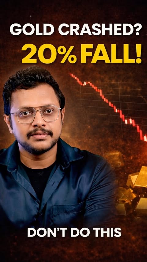 Instagram post by @aswinmadappally for Policybazaar. Caption reads: Gold Crashed 20% in a Week… Are You Still All-In?....