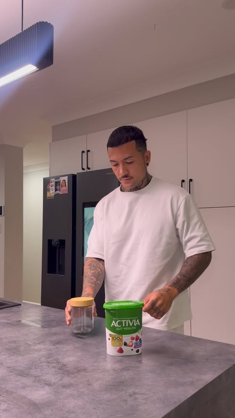 Instagram post by @justsomedadd for Activia. Caption reads: Life can get pretty full on but @activiaaustralia....
