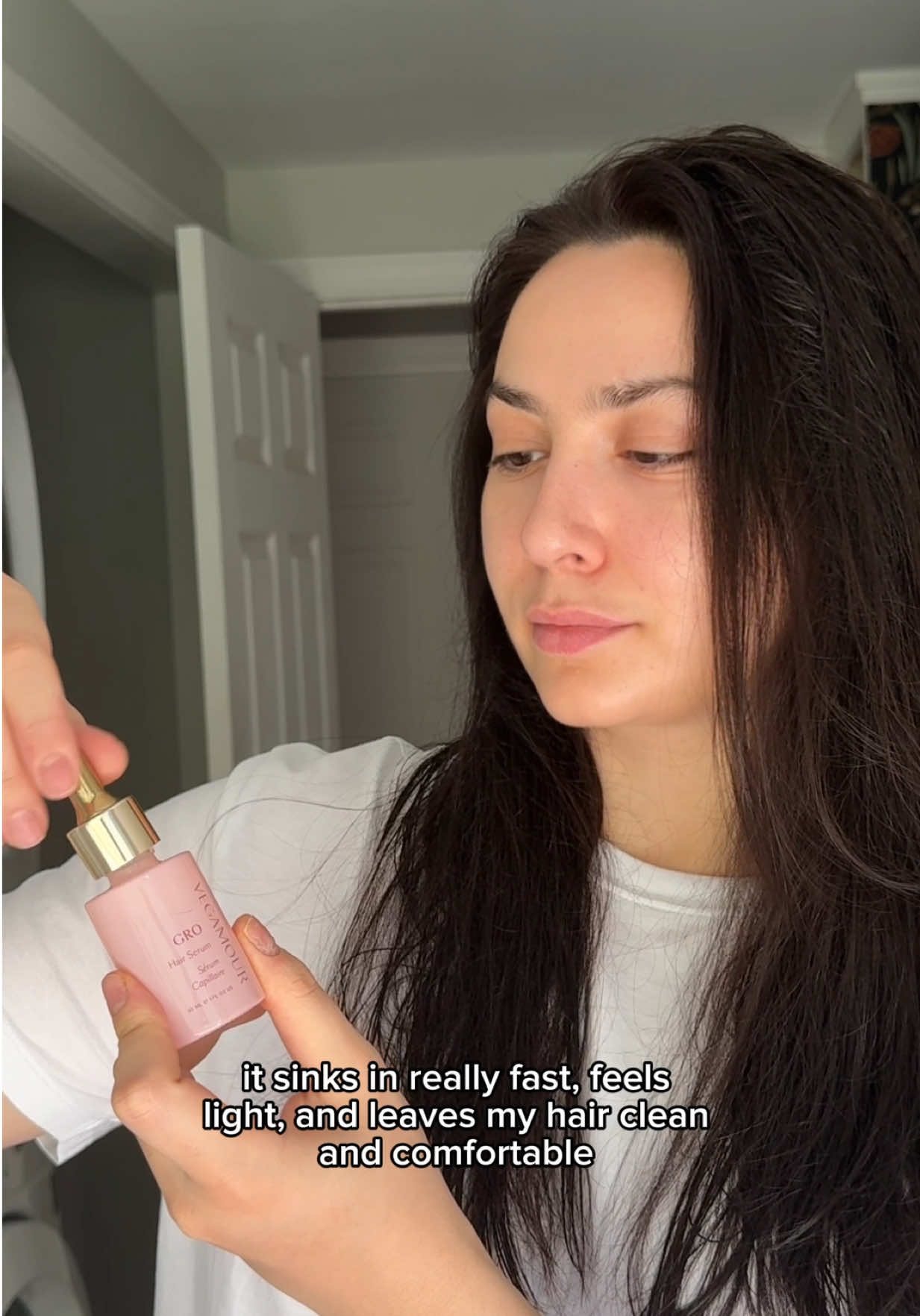 TikTok post by @natakochn for VEGAMOUR. Caption reads: Morning rituals made simple ✨ @VEGAMOUR GRO Serum....