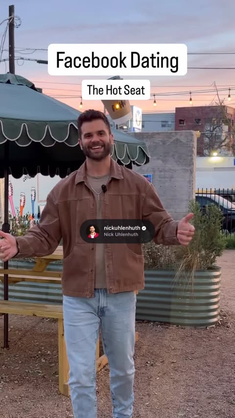 Instagram post by @nickuhlenhuth for Facebook. Caption reads: Ran a Facebook Dating Hot Seat Challenge, and....