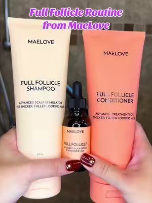 TikTok post by @jezi35 for Maelove. Caption reads: I switched to MaeLove’s Full Follicle Routine and....