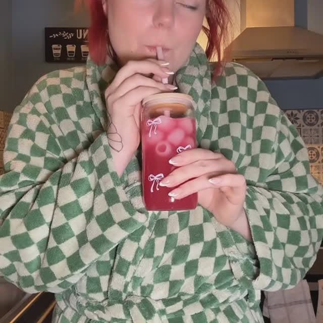Instagram post by @hollsvstanford for Sneak Energy. Caption reads: [...] what the pink drink is, it’s from....