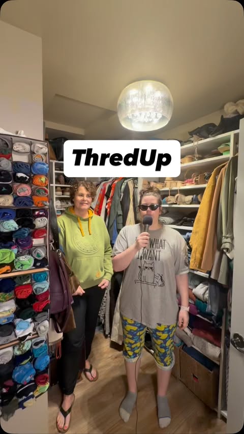 Instagram post by @christi.newrutzen for thredUP. Caption reads: [...] of them! 😂 We stuffed the clothes into....
