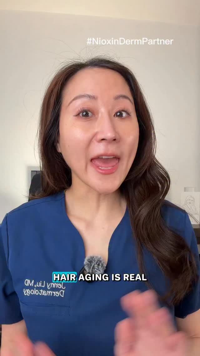 Instagram post by @derm.talk for NIOXIN. Caption reads: Aging gracefully with Age Defense @Nioxin....