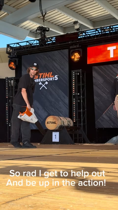 Instagram post by @jessearrowood for STIHL. Caption reads: [...] crew scaping up in between rounds at the....