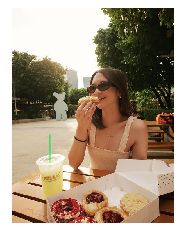 Instagram post by @billielardizabal for Krispy Kreme Doughnuts. Caption reads: Two sweet treats in one photo —jk!! 🍩🤭....