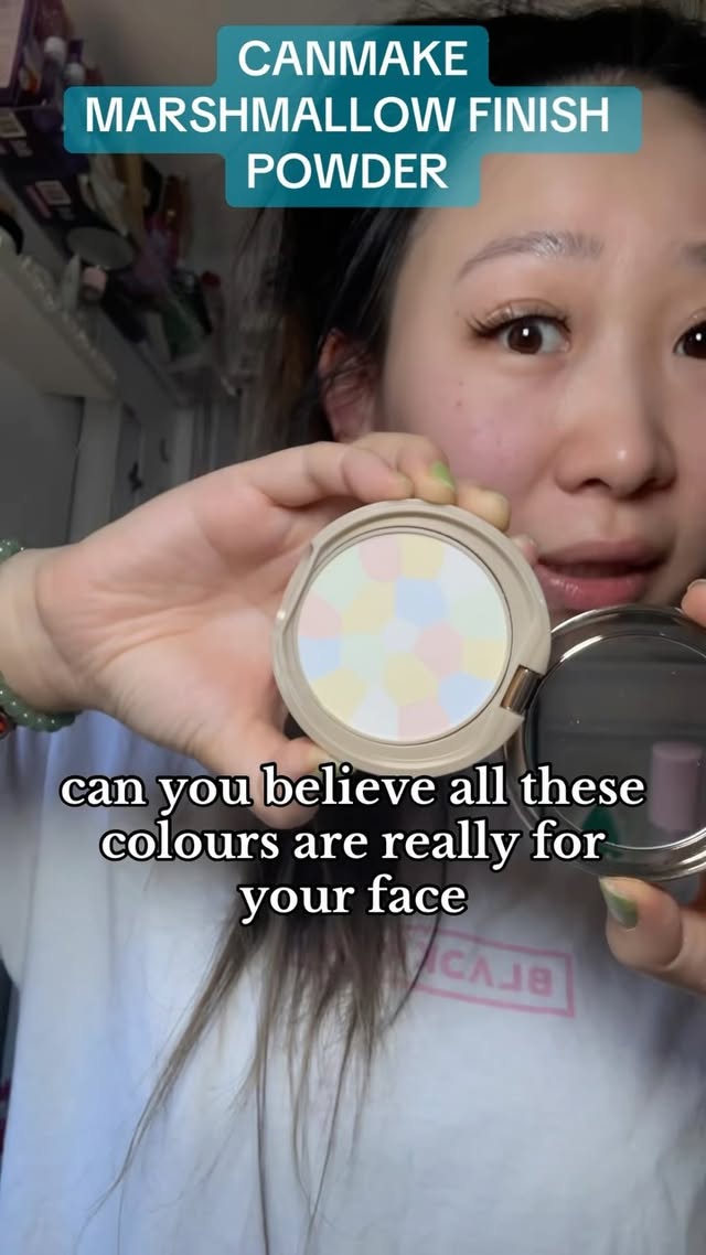 Instagram post by @livingwithluci123 for CANMAKE TOKYO. Caption reads: MINE IS THE CANMAKE ABLOOM IN COLOR 03 Marshmallow....