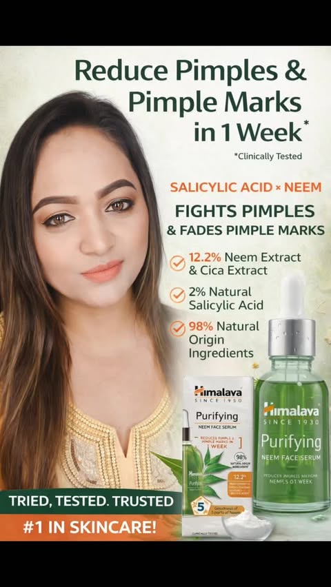 Instagram post by @the_anchall for Himalaya Personal Care. Caption reads: Clearing up my skin game with Himalaya's Purifying....