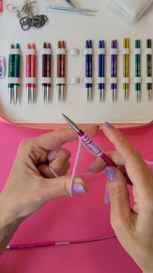 Instagram post by @supercutedesign for KnitPro. Caption reads: Cast-on magic with my new KnitPro Zing 10 cm....