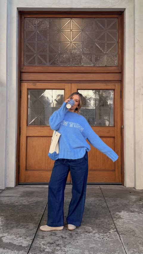 Instagram post by @daniellee_esther for American Eagle. Caption reads: The best cozy mornings in @americaneagle ☁️❄️☕️....