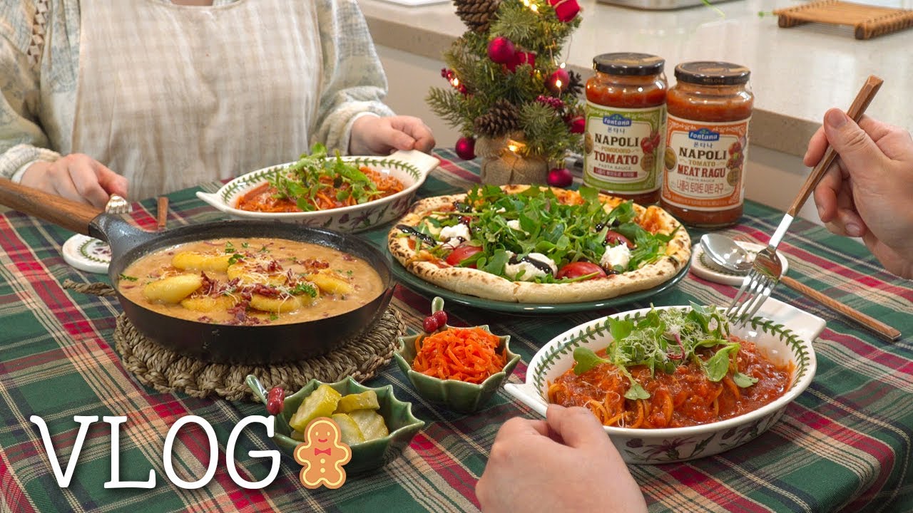 YouTube post by @Nara_Gongju for Afor 美容皮膚科. Caption reads: A Cozy Christmas Dinner at Home 🎄 | Home Cooking.