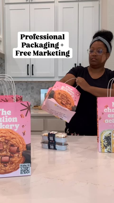 Instagram post by @thestationbakery for VistaPrint. Caption reads: [...] I designed these bags with @vistaprint to be....