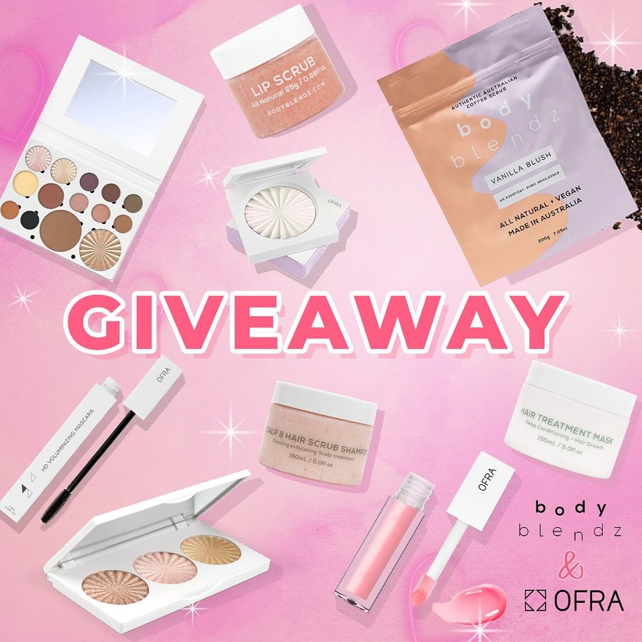 Instagram post by @body_blendz for OFRA Cosmetics. Caption reads: ✨ GIVEAWAY TIME! ✨⁠
⁠
Ready to glow up your....