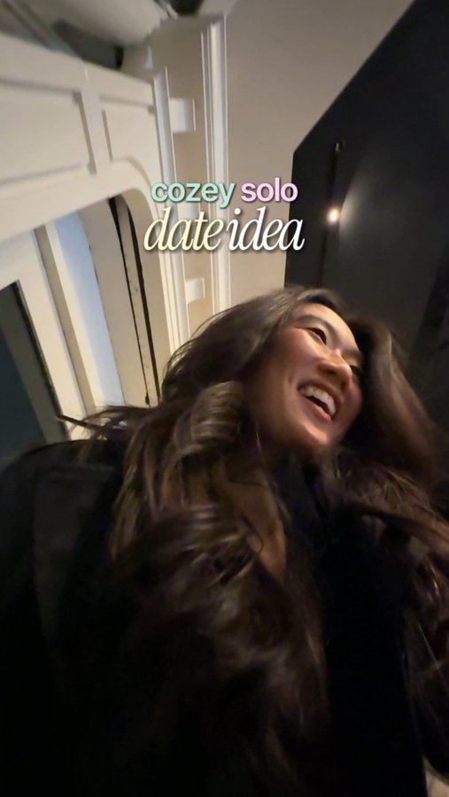 Instagram post by @vivecachow for Cozey. Caption reads: A free solo date idea just dropped at @cozey....