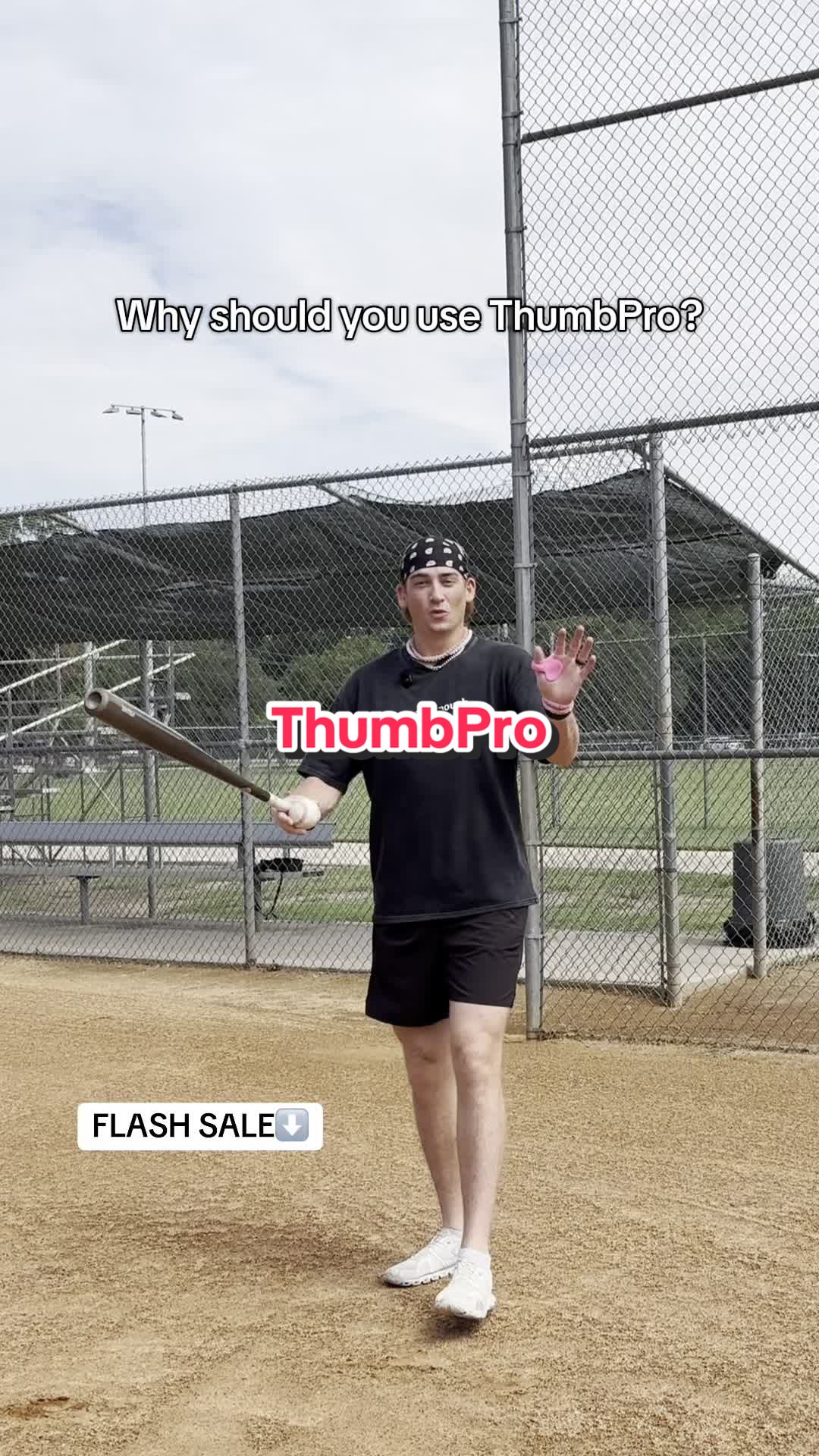TikTok post by @dalton.reeves for ThumbPRO Baseball. Caption reads: [...] #sports #athletes #baseballplayer @ThumbPRO....