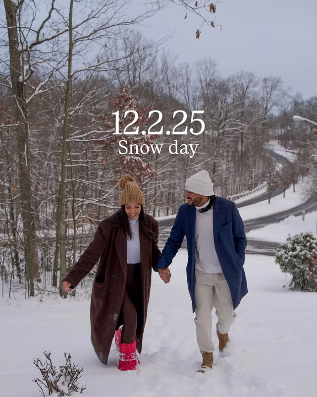 Instagram post by @glamdapper for Moon Boot. Caption reads: First snowstorm ☃️ of the season. We spent the day....