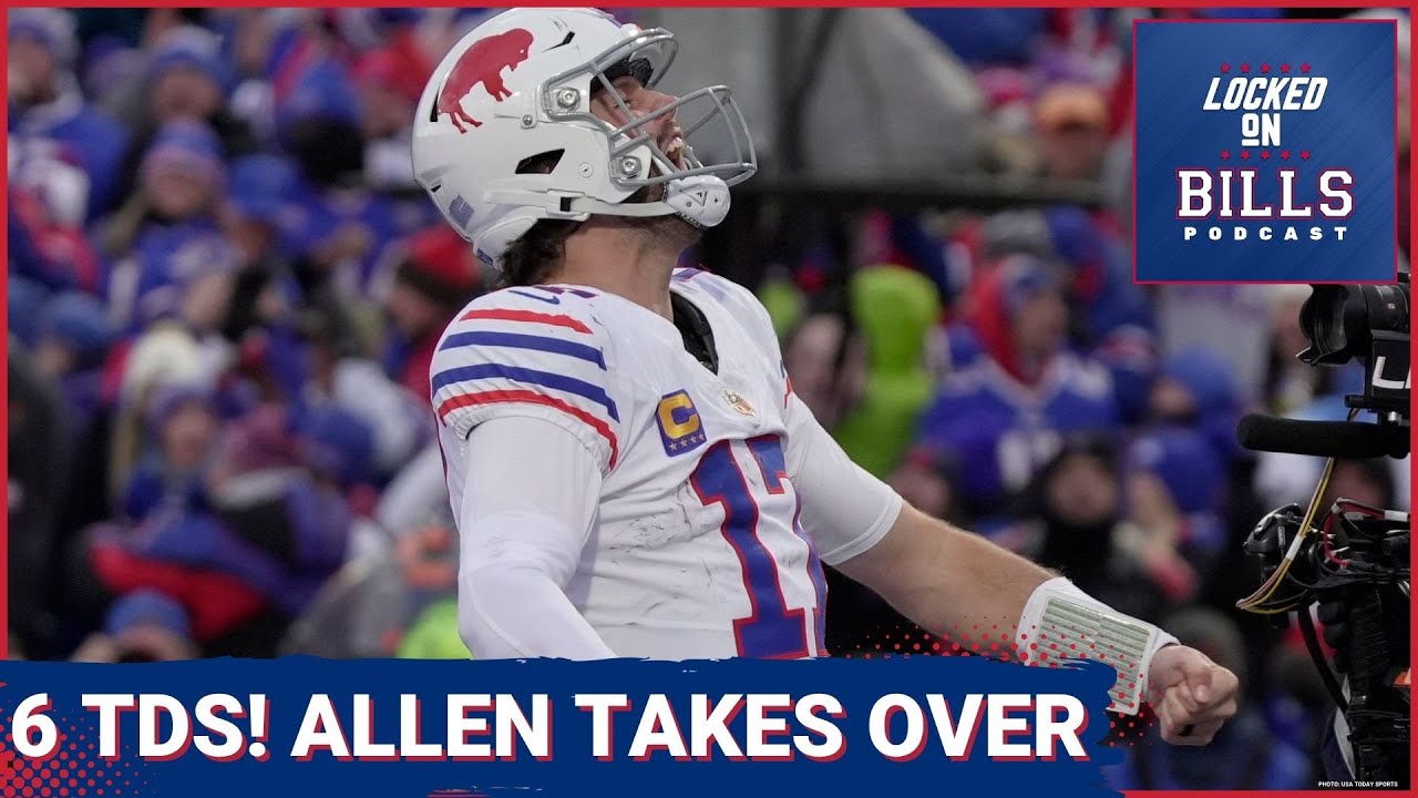YouTube post by @LockedOnBills for FanDuel. Caption reads: THRILLER: Buffalo Bills and Josh Allen DELIVER....