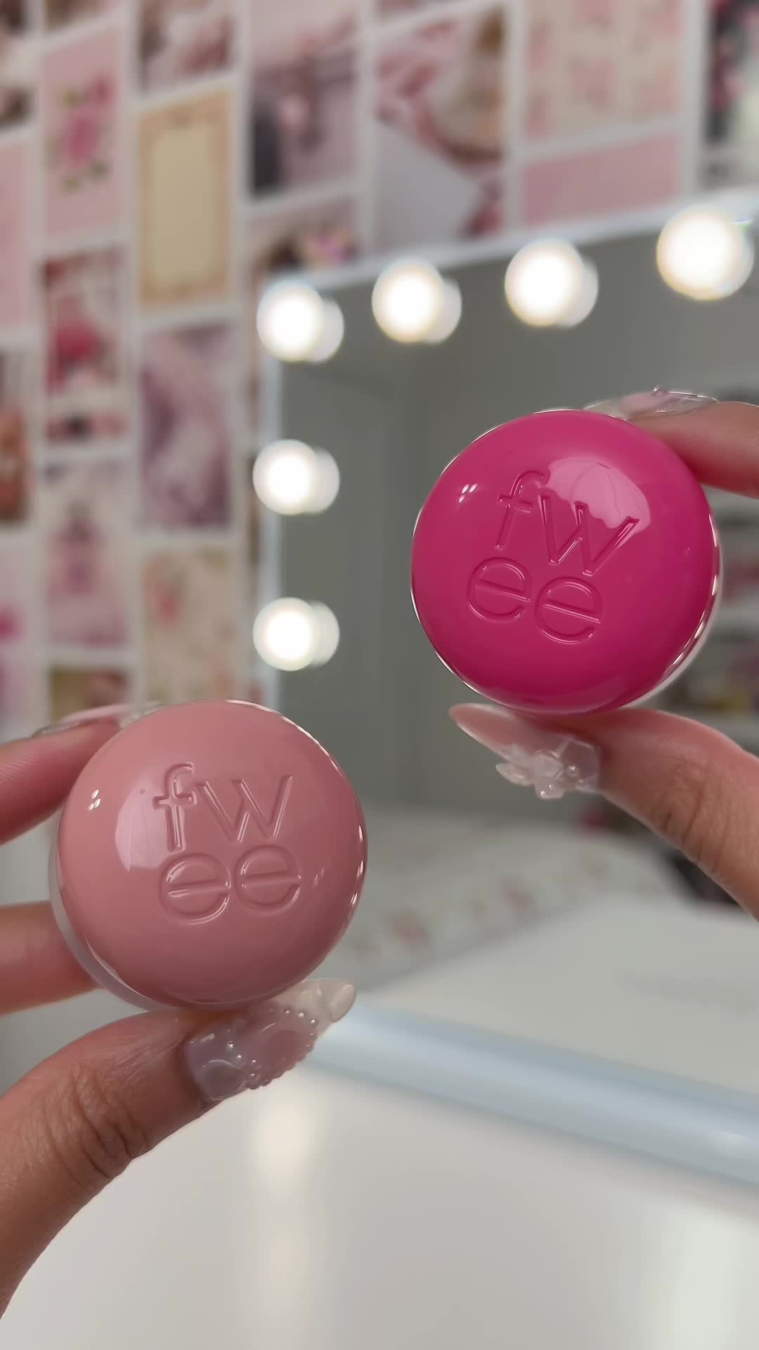 TikTok post by @asia.nha for Fwee Makeup. Caption reads: @fwee official lip & cheek blurry pudding pots ♡....