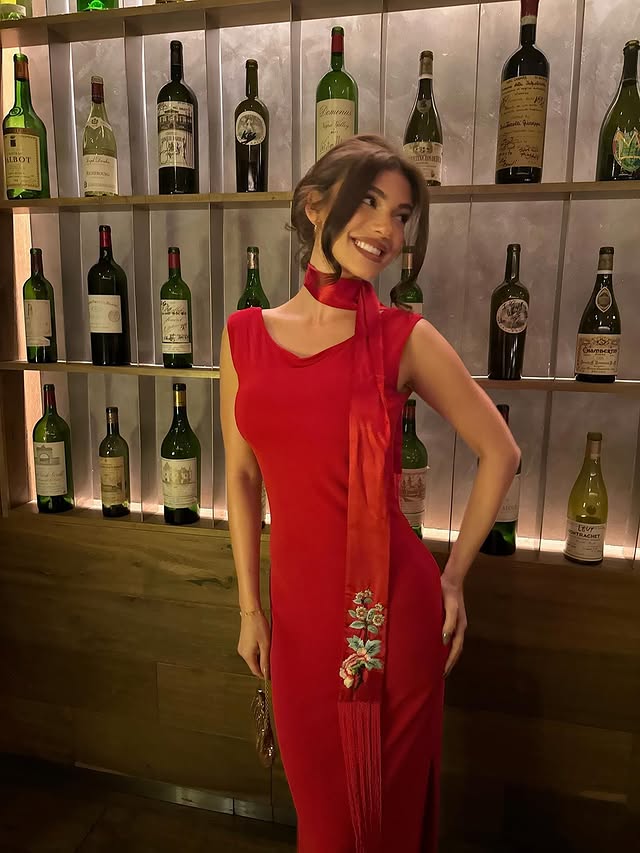 Instagram post by @fatherkels for Ralph Lauren. Caption reads: first red dress of the season.