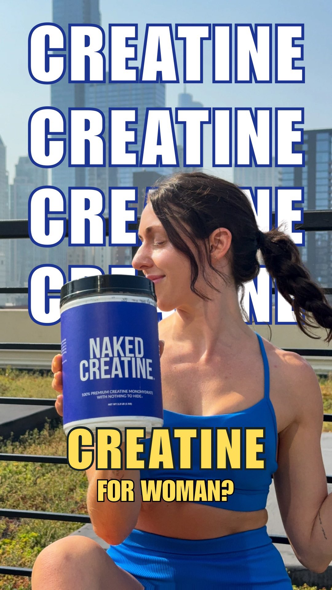 Instagram post by @dietitian.gabrielle for NAKED nutrition. Caption reads: Creatine for women? Creatine for focus? Creatine....