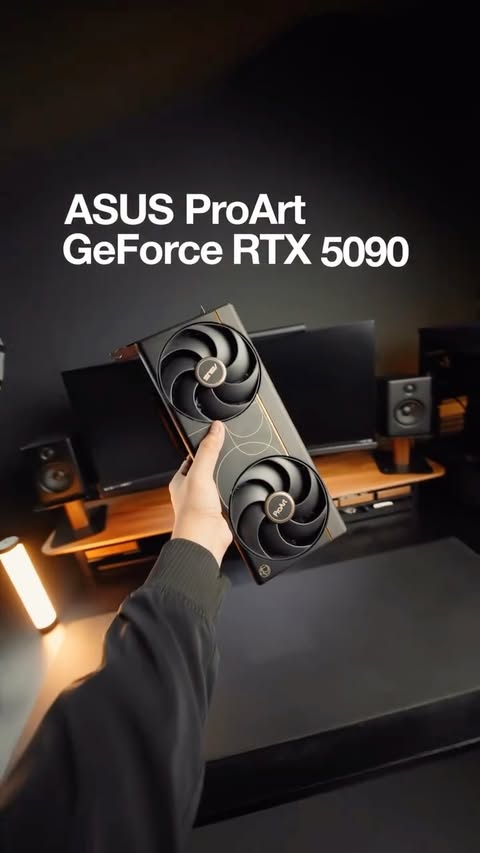 Instagram post by @kevincharlesdc for ASUS. Caption reads: The ASUS ProArt GeForce RTX 5090™ powered by....