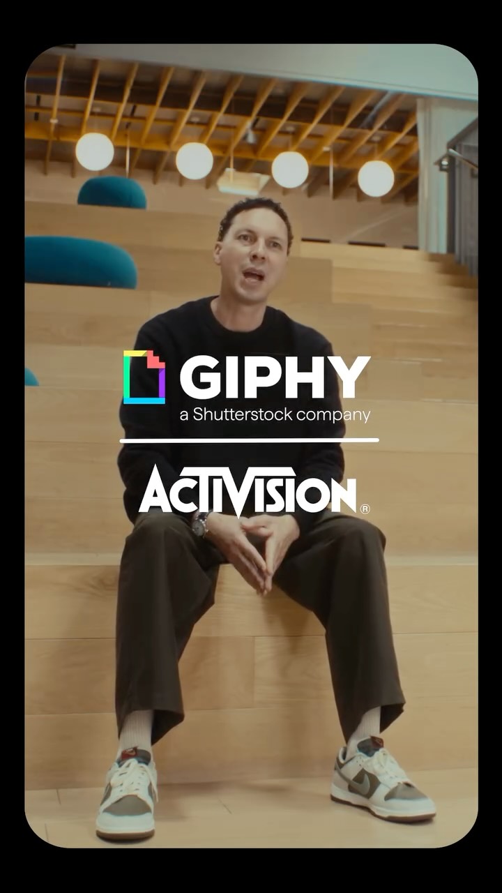 Instagram post by @giphy for Shutterstock. Caption reads: When your friends and family are talking about it,....