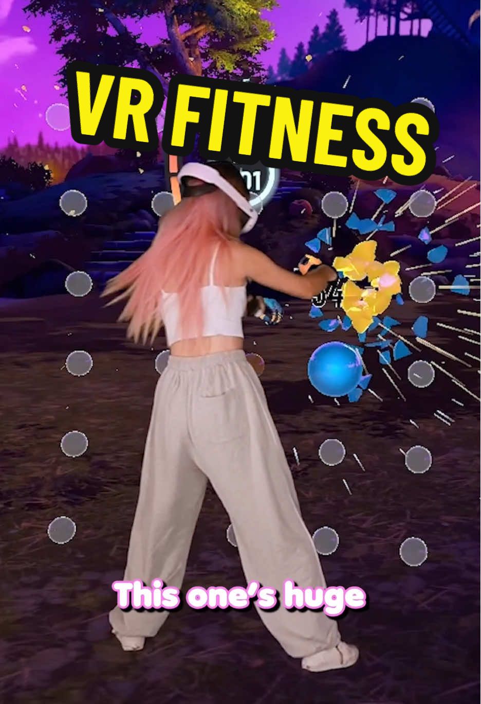 TikTok post by @tnybeats for FitXR. Caption reads: Not the jump squats!! 😱 #vrfitness @FitXR .