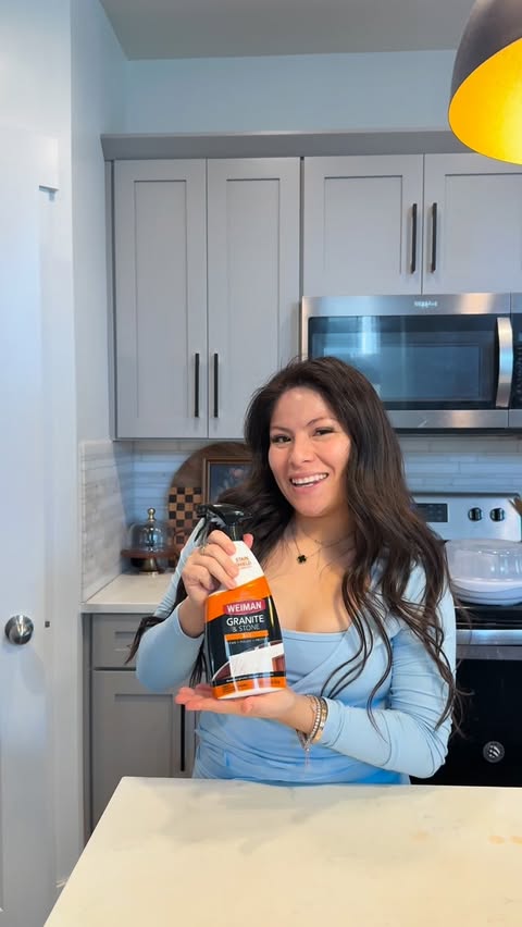 Instagram post by @latinafashionstyle for Weiman Products. Caption reads: Time to reset my kitchen with @weimanproducts....