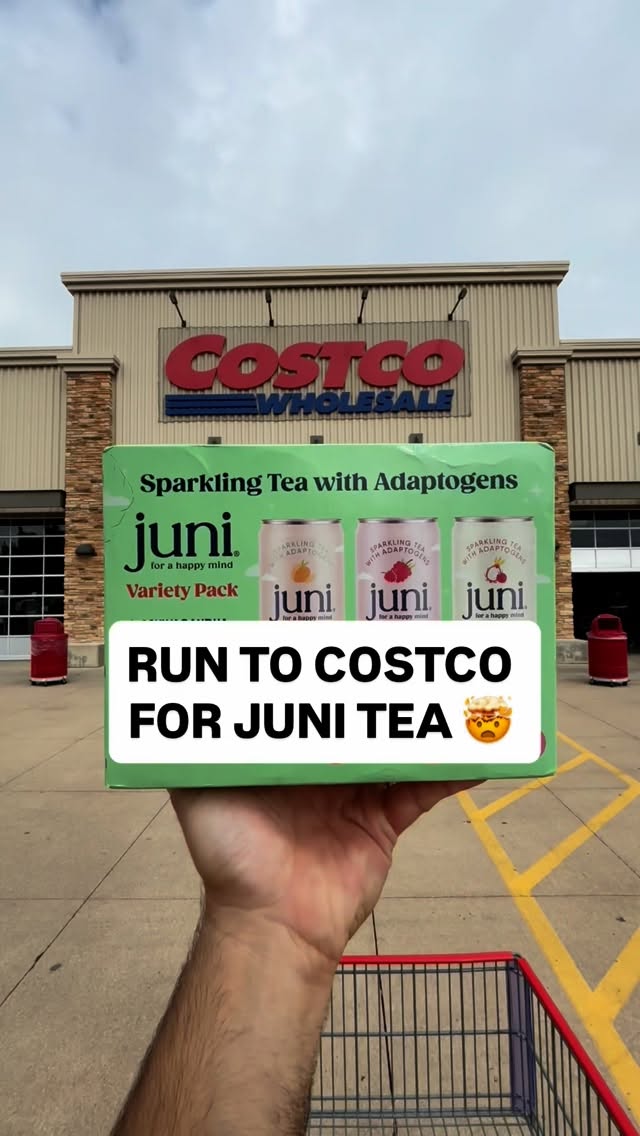 Instagram post by @costcofam4u for Drink Juni. Caption reads: 🫖✨ Juni Sparkling Tea – Variety Pack

✔️ Crafted....