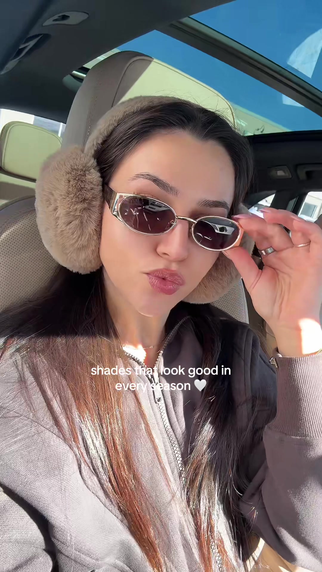 TikTok post by @abbyfridman for DEZI. Caption reads: The way these @DEZI EYEWEAR sunnies look good for....
