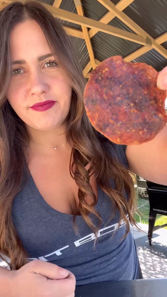 Instagram post by @scaleandtailor for Pit Boss Grills. Caption reads: YOU need to try these SALAMI Chips. Two Ingredient....