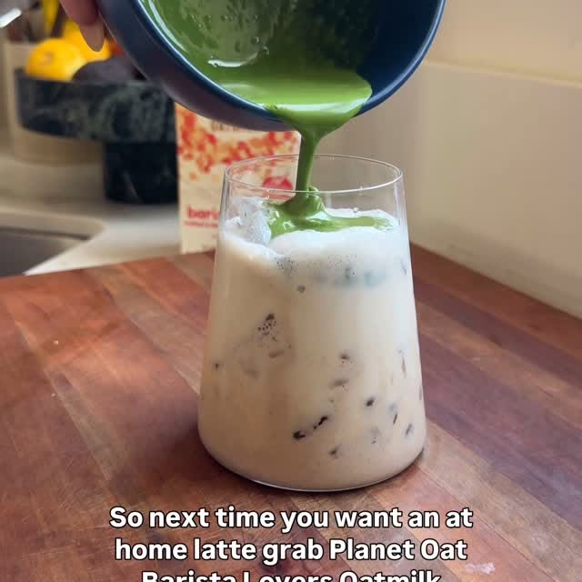 Instagram post by @justaddhotsauce for Planet Oat. Caption reads: me 🤝🏾 coquito matcha latte #PlanetOatPartner....