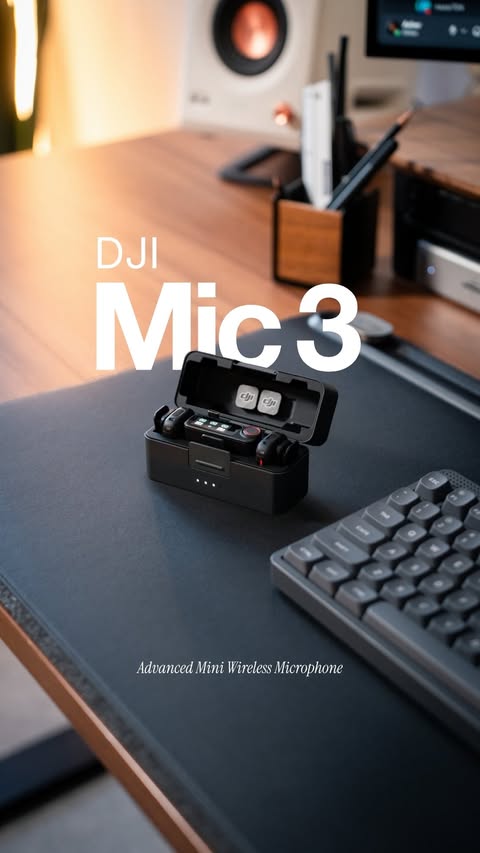 Instagram post by @asherintech for DJI. Caption reads: Ultimate wireless mic setup 🎙️

The DJI Mic 3 is....