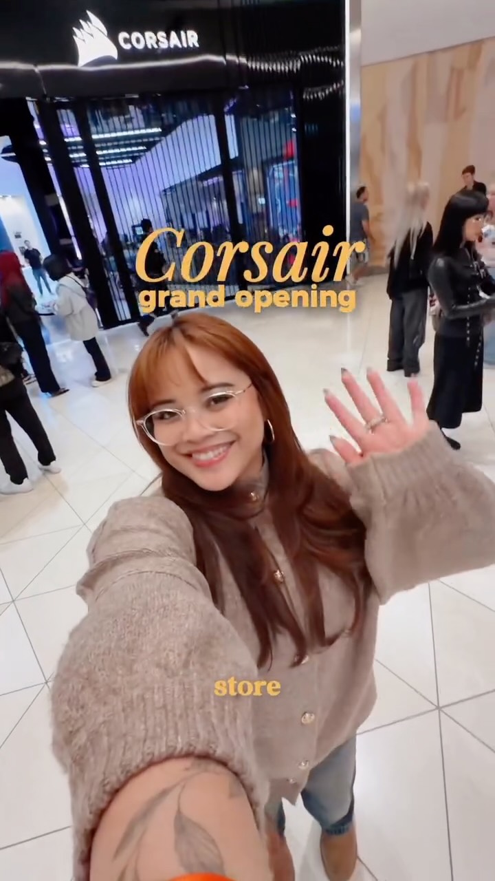 Instagram post by @gemzape for CORSAIR. Caption reads: First look at the @corsair retail store and als....