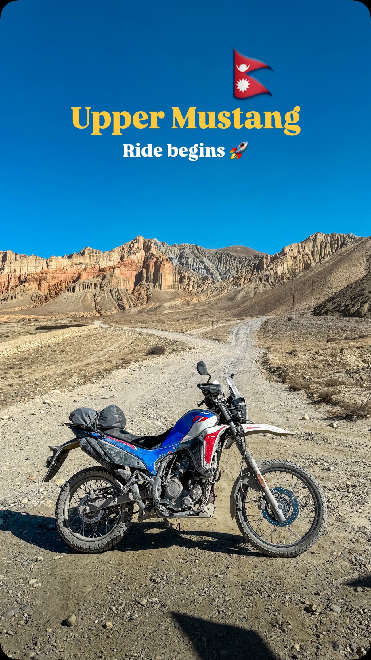 Instagram post by @jsfilmsindia for Hero MotoCorp. Caption reads: Come with me on a journey to Upper Mustang with....