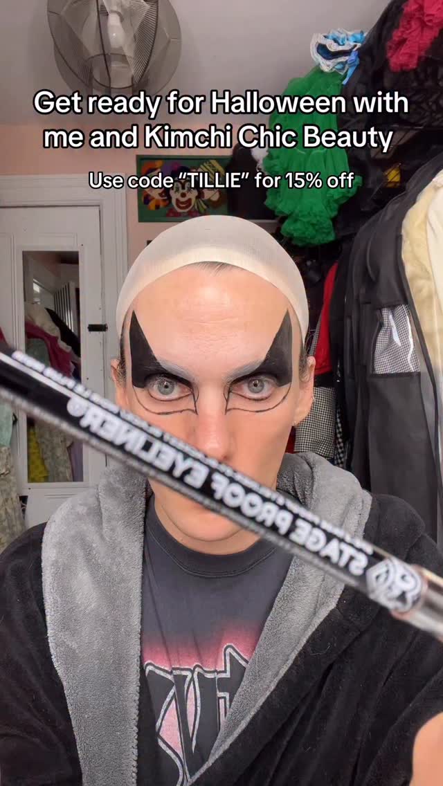 Instagram post by @tillietheclown for KimChi Chic Beauty. Caption reads: When @kimchichicbeauty sends you every black and....