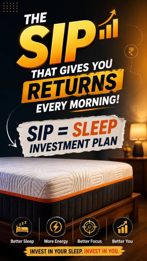 Instagram post by @aswinmadappally for Emma Sleep USA. Caption reads: SIP - Sleep investment plan. We spend around a....