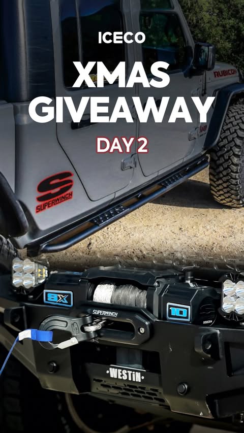 Instagram post by @superwinchofficial for – ICECOFREEZER. Caption reads: 🎄𝗜𝗖𝗘𝗖𝗢 𝗫𝗠𝗔𝗦 𝗚𝗶𝘃𝗲𝗮𝘄𝗮𝘆 – 𝗗𝗔𝗬....