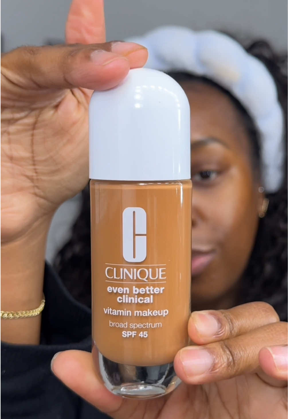 TikTok post by @andrearenee00 for Clinique. Caption reads: sharing my double duty glam because who has time....